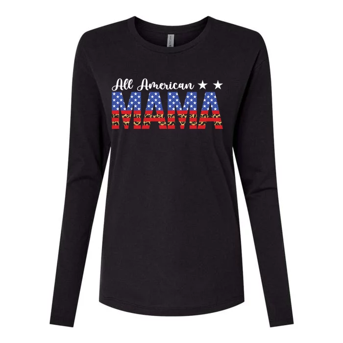 All American Mama Leopard American Flag 4th Of July Meaningful Gift Womens Cotton Relaxed Long Sleeve T-Shirt