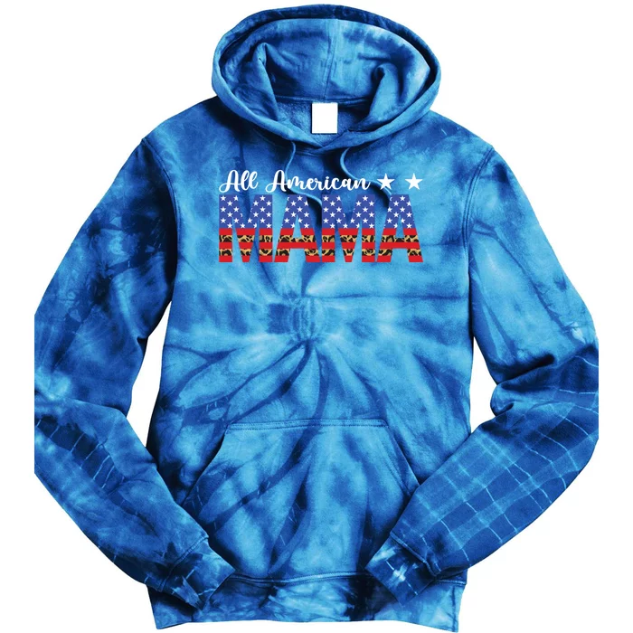 All American Mama Leopard American Flag 4th Of July Meaningful Gift Tie Dye Hoodie