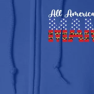 All American Mama Leopard American Flag 4th Of July Meaningful Gift Full Zip Hoodie