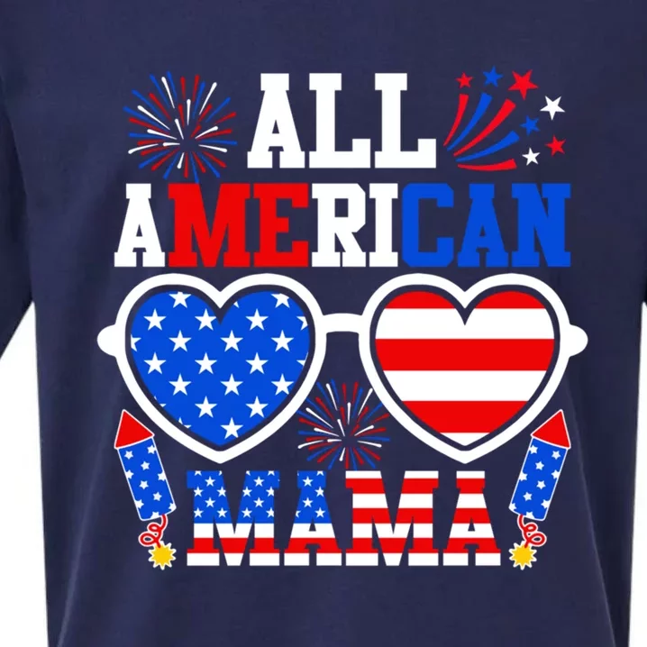 All American Mama Gift Funny 4th Of July Family Matching Cool Gift Sueded Cloud Jersey T-Shirt