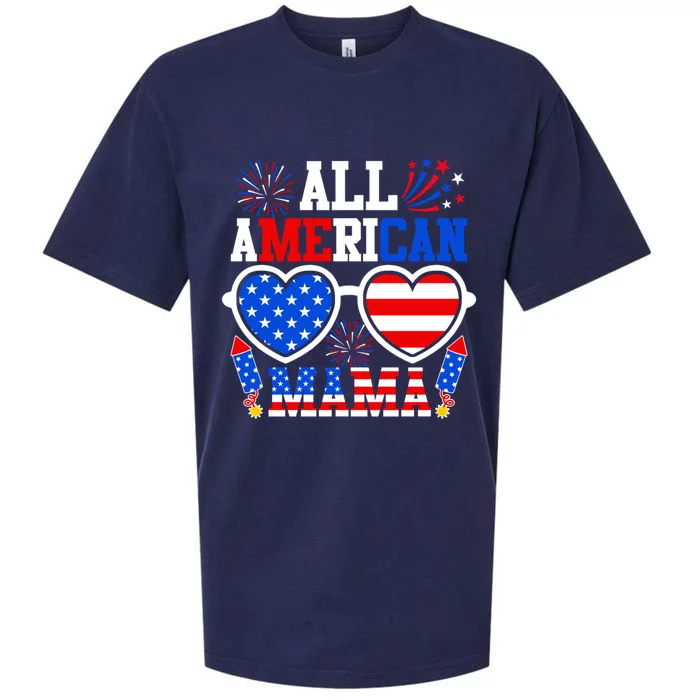 All American Mama Gift Funny 4th Of July Family Matching Cool Gift Sueded Cloud Jersey T-Shirt