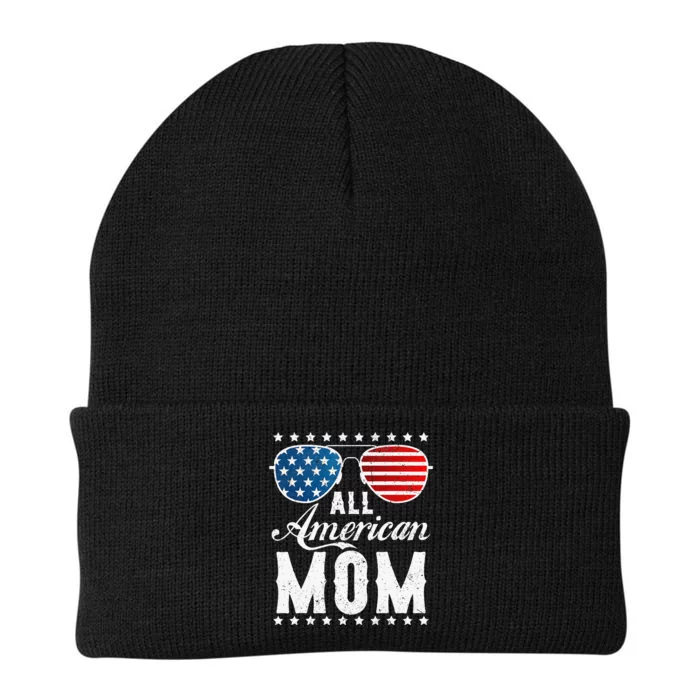 All American Mom USA Flag 4th of July Matching Sunglasses Knit Cap Winter Beanie