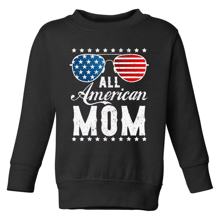 All American Mom USA Flag 4th of July Matching Sunglasses Toddler Sweatshirt