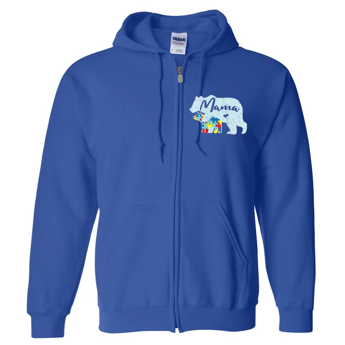 Autism Awareness Mama Bear Mom Meaningful Gift Full Zip Hoodie