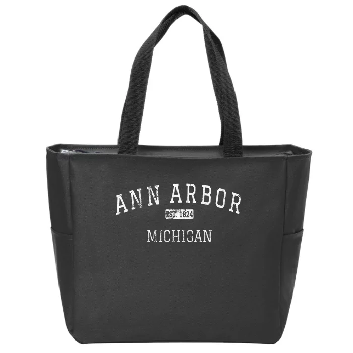 Ann Arbor Michigan MI Vintage Zip Tote Bag