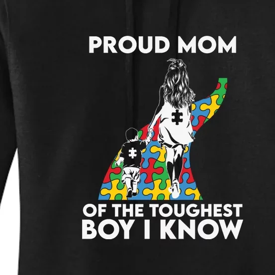 Autism Awareness Month Proud Mom Of The Toughest Boy Autism Mother's Day Women's Pullover Hoodie