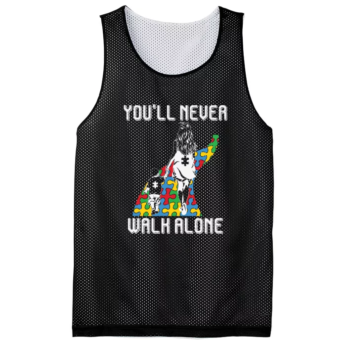 Autism Awareness Month You'll Never Walk Alone Autism Mom Mother's Day Mesh Reversible Basketball Jersey Tank