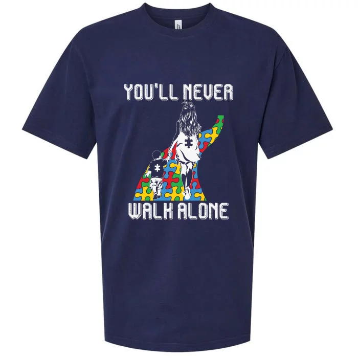 Autism Awareness Month You'll Never Walk Alone Autism Mom Mother's Day Sueded Cloud Jersey T-Shirt