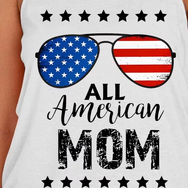 All American Mom 4th Of July Family Matching Women's Knotted Racerback Tank