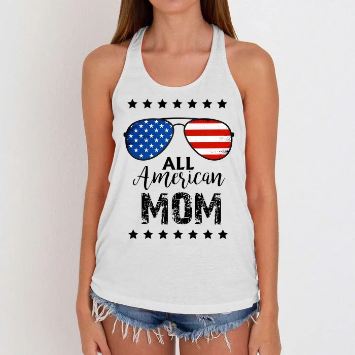 All American Mom 4th Of July Family Matching Women's Knotted Racerback Tank