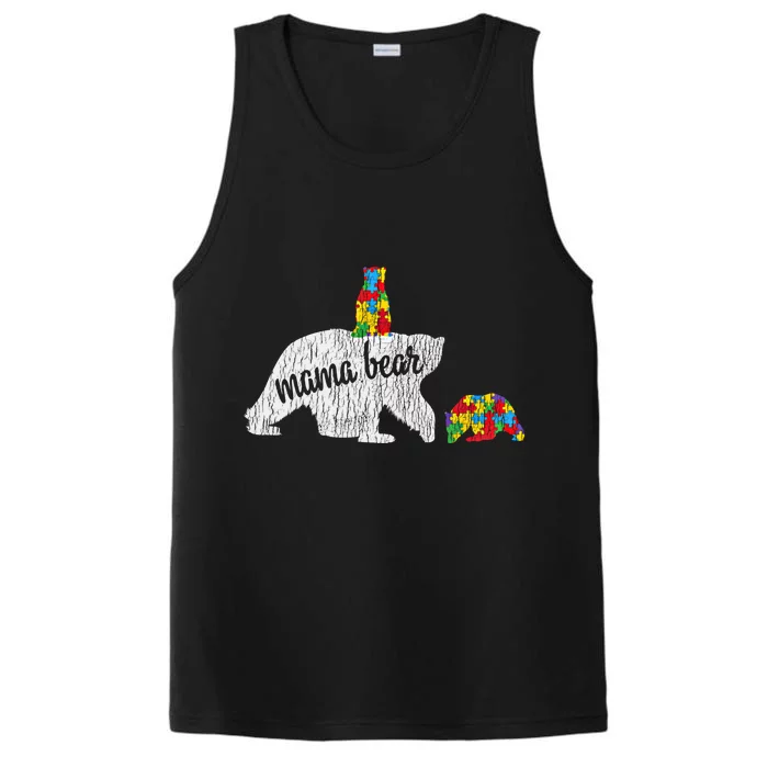 Autism Awareness Mama Bear Autistic Awareness Mom Gift Performance Tank