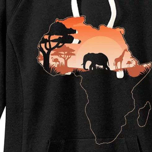 Africa Animal Map Safari African Animals Women's Fleece Hoodie