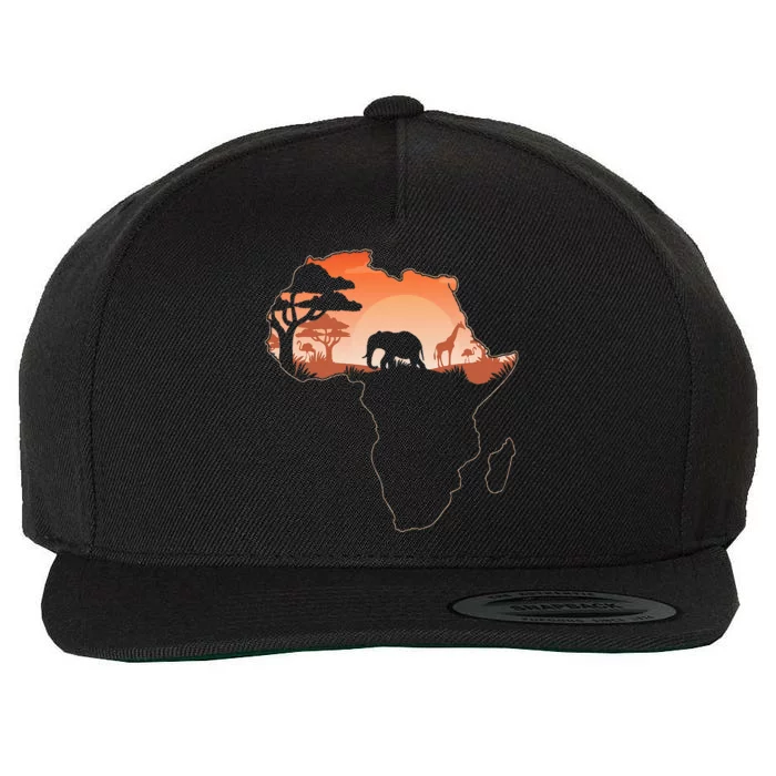 Africa Animal Map Safari African Animals Wool Snapback Cap