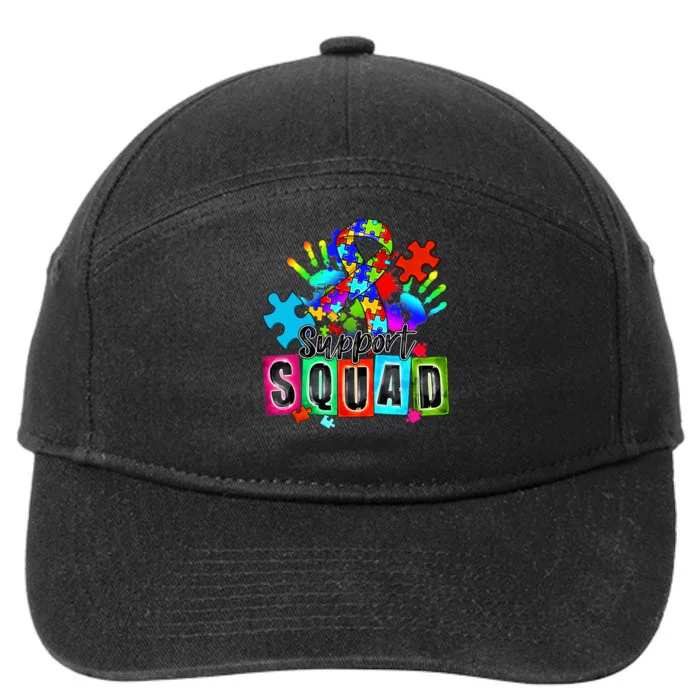 Autism Awareness Month Ribbon Support Squad 7-Panel Snapback Hat