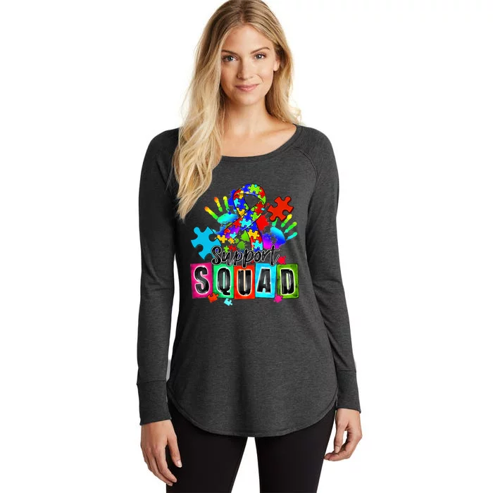 Autism Awareness Month Ribbon Support Squad Women's Perfect Tri Tunic Long Sleeve Shirt