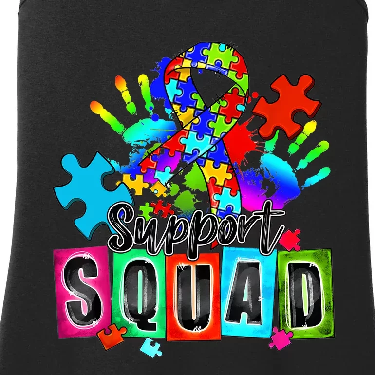 Autism Awareness Month Ribbon Support Squad Ladies Essential Tank