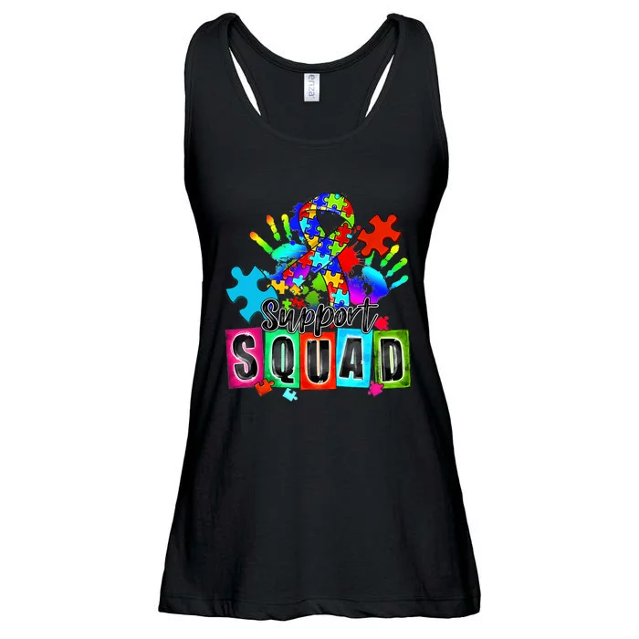 Autism Awareness Month Ribbon Support Squad Ladies Essential Flowy Tank