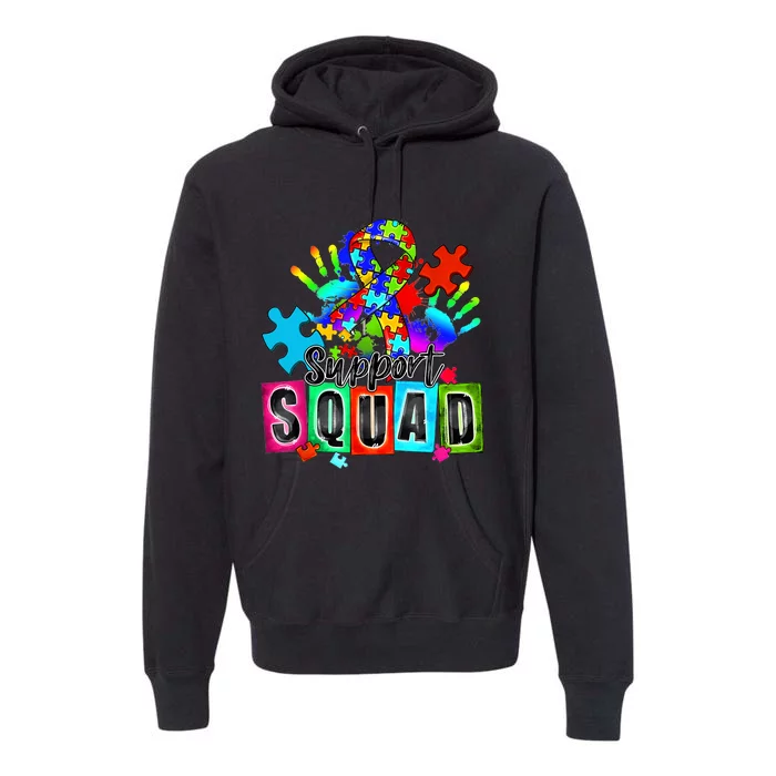 Autism Awareness Month Ribbon Support Squad Premium Hoodie