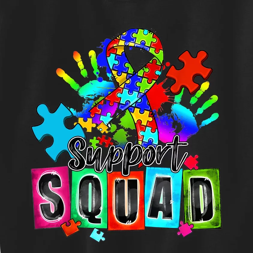 Autism Awareness Month Ribbon Support Squad Kids Sweatshirt