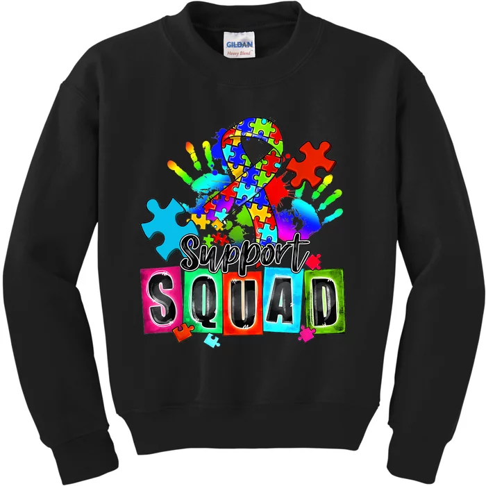 Autism Awareness Month Ribbon Support Squad Kids Sweatshirt