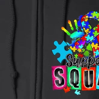 Autism Awareness Month Ribbon Support Squad Full Zip Hoodie