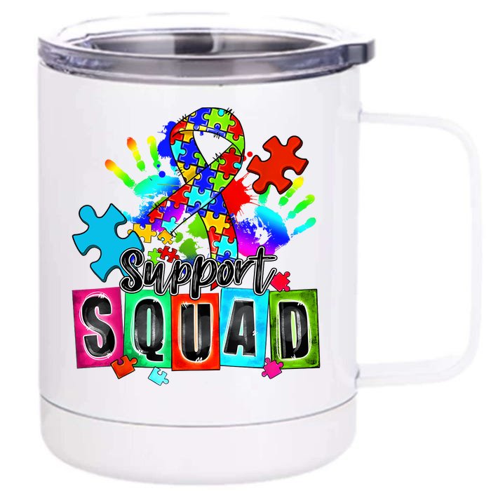 Autism Awareness Month Ribbon Support Squad Front & Back 12oz Stainless Steel Tumbler Cup