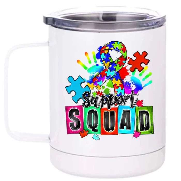 Autism Awareness Month Ribbon Support Squad Front & Back 12oz Stainless Steel Tumbler Cup