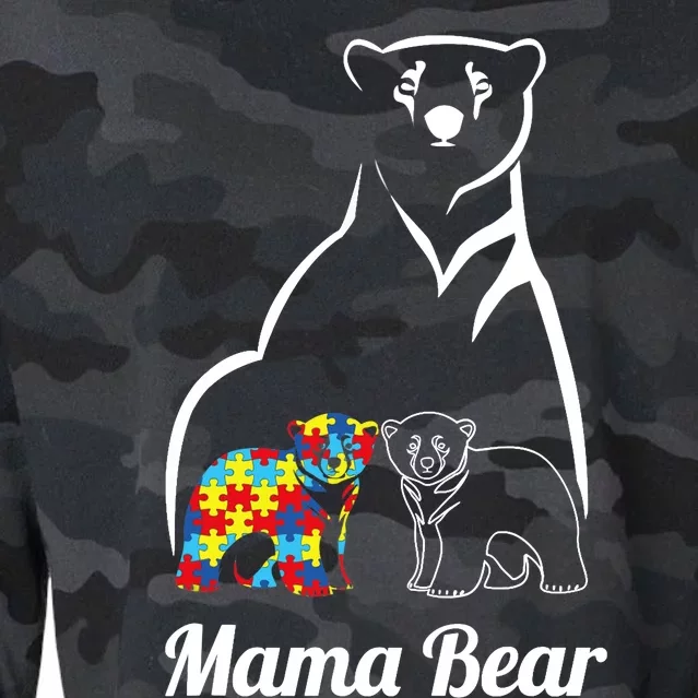 Autism Awareness Mama Bear Mom Autistic Child Cropped Pullover Crew