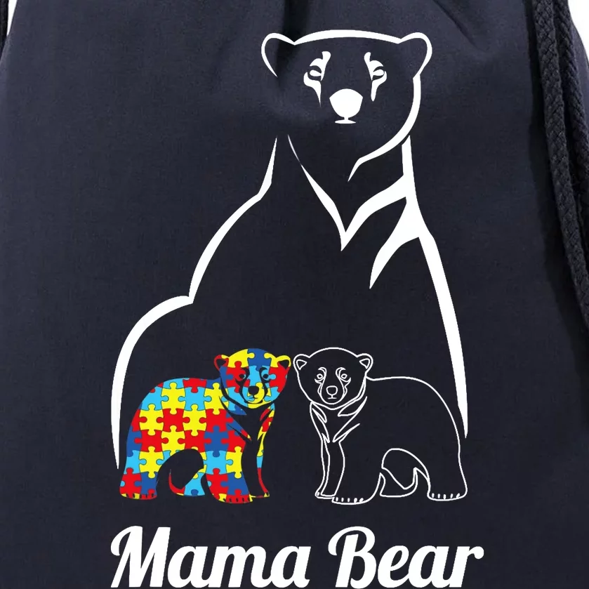 Autism Awareness Mama Bear Mom Autistic Child Drawstring Bag