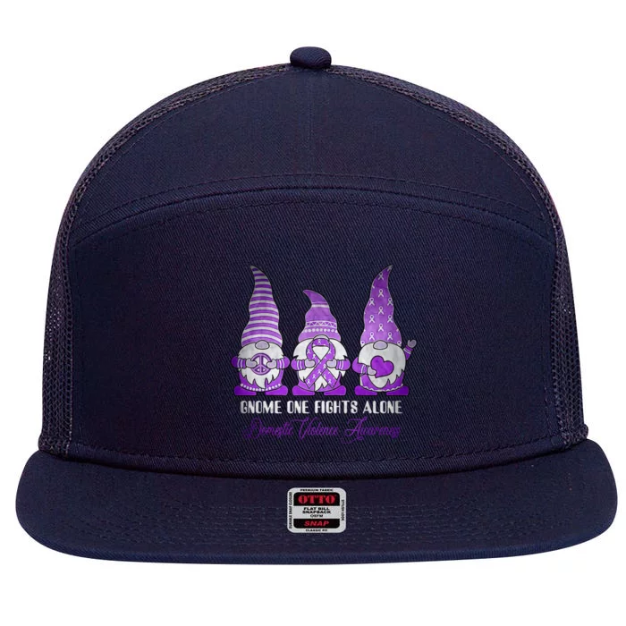 AlzheimerS Awareness Month Ribbon Gnomies Design Cool Gift 7 Panel Mesh Trucker Snapback Hat