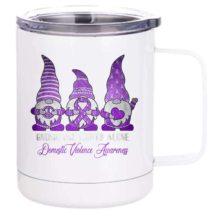 AlzheimerS Awareness Month Ribbon Gnomies Design Cool Gift Front & Back 12oz Stainless Steel Tumbler Cup