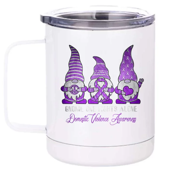 AlzheimerS Awareness Month Ribbon Gnomies Design Cool Gift Front & Back 12oz Stainless Steel Tumbler Cup