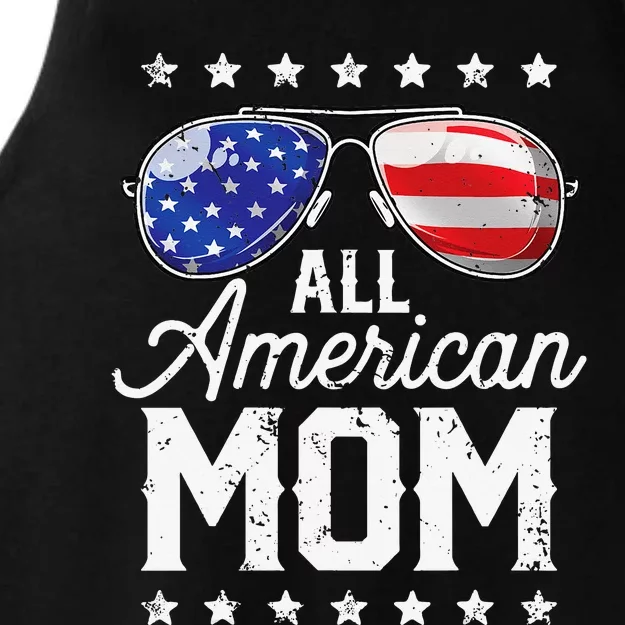 All American Mom 4th of July Mother's Day Sunglasses Family Ladies Tri-Blend Wicking Tank