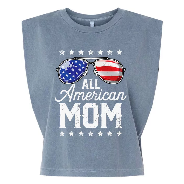 All American Mom 4th of July Mother's Day Sunglasses Family Garment-Dyed Women's Muscle Tee