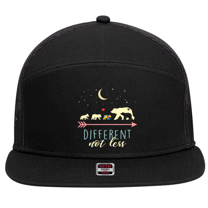 Autism Awareness Mama Bear Different Not Less 7 Panel Mesh Trucker Snapback Hat