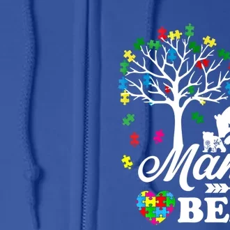 Autism Awareness Mama Bear Support Autistic Autism Mom Cute Gift Full Zip Hoodie