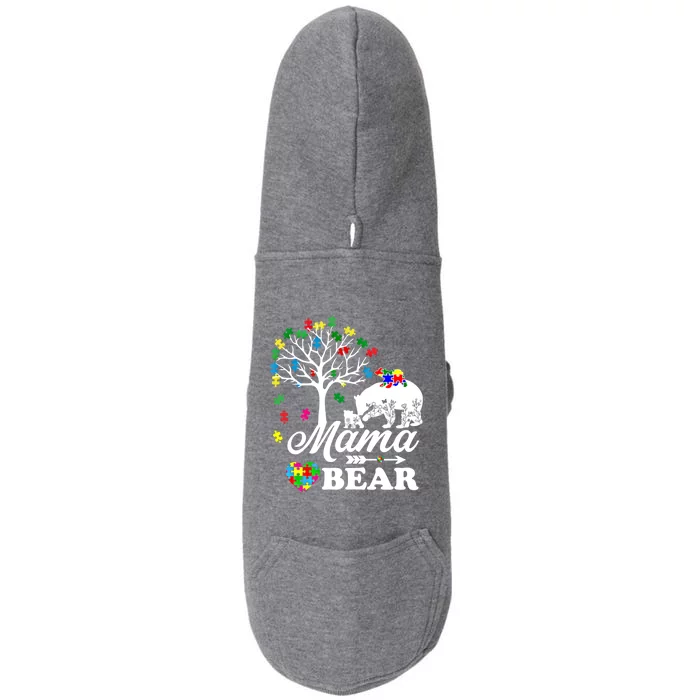 Autism Awareness Mama Bear Support Autistic Autism Mom Cute Gift Doggie 3-End Fleece Hoodie