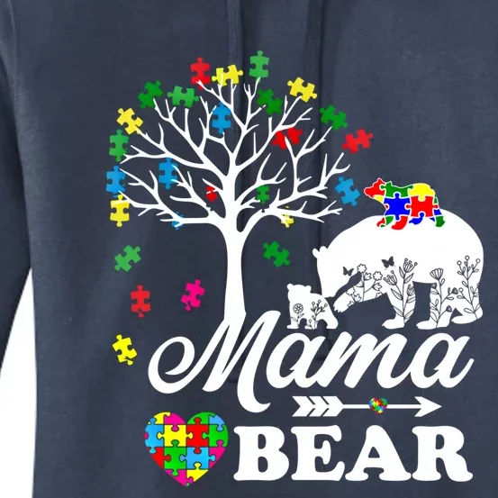 Autism Awareness Mama Bear Support Autistic Autism Mom Cute Gift Women's Pullover Hoodie