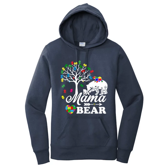 Autism Awareness Mama Bear Support Autistic Autism Mom Cute Gift Women's Pullover Hoodie