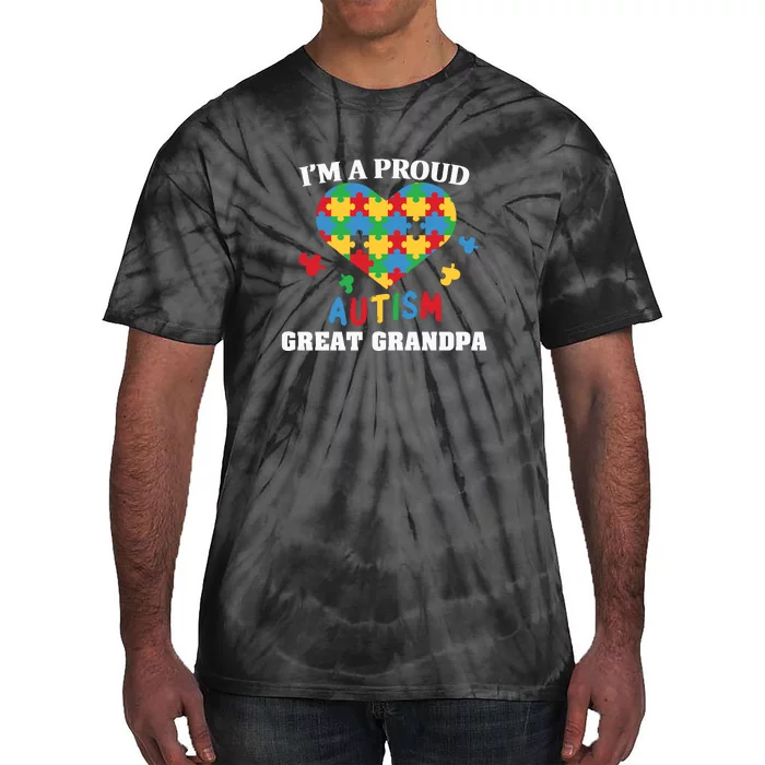 Autism Awareness Month I'm Proud Autism Great Grandpa Awareness Mother'sDay Tie-Dye T-Shirt