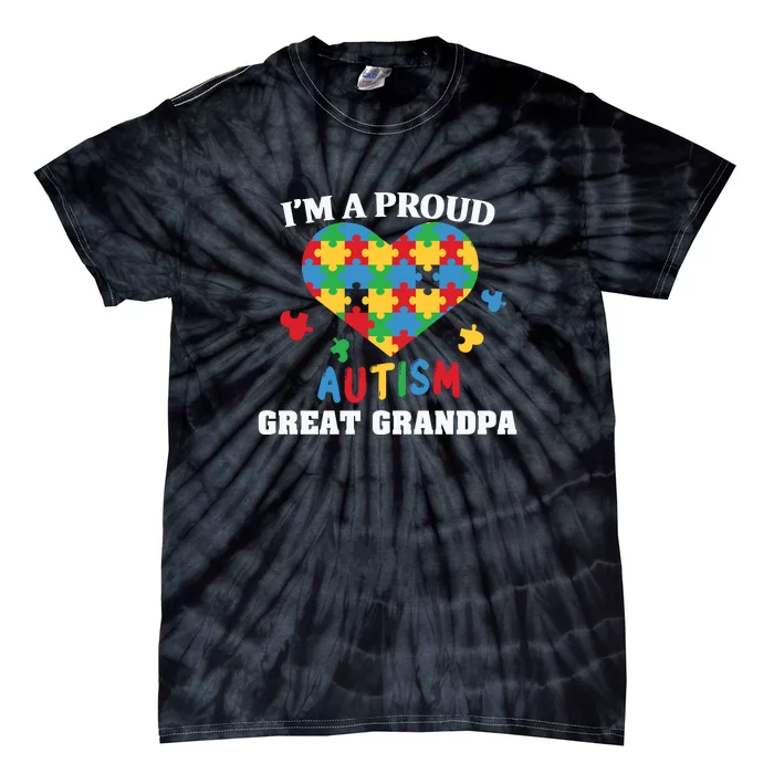 Autism Awareness Month I'm Proud Autism Great Grandpa Awareness Mother'sDay Tie-Dye T-Shirt