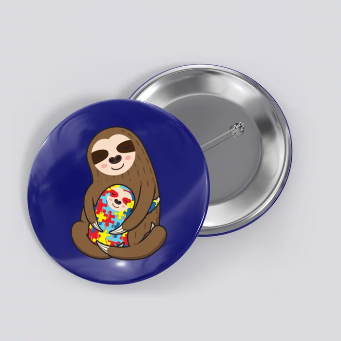 Autism Awareness Mama Sloth Mom Love Autistic Gift Button