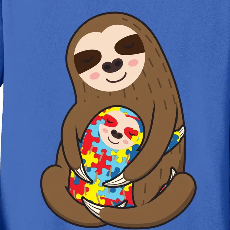 Autism Awareness Mama Sloth Mom Love Autistic Gift Kids Long Sleeve Shirt