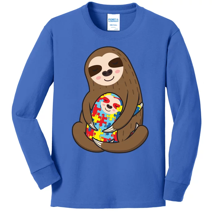 Autism Awareness Mama Sloth Mom Love Autistic Gift Kids Long Sleeve Shirt