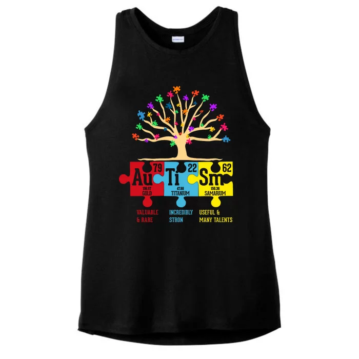 Autism Awareness Month Table Of Elements Ladies Tri-Blend Wicking Tank