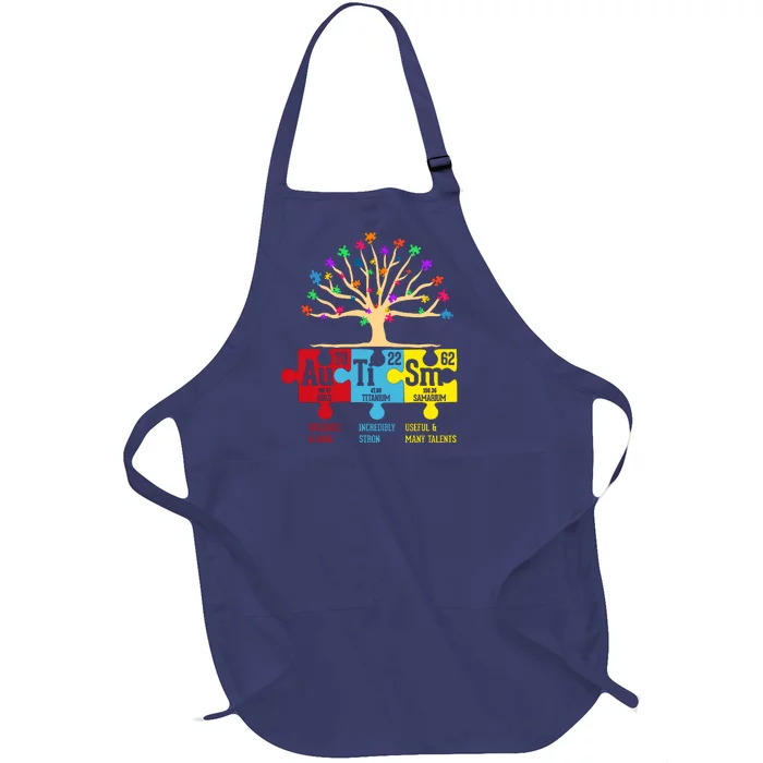 Autism Awareness Month Table Of Elements Full-Length Apron With Pocket