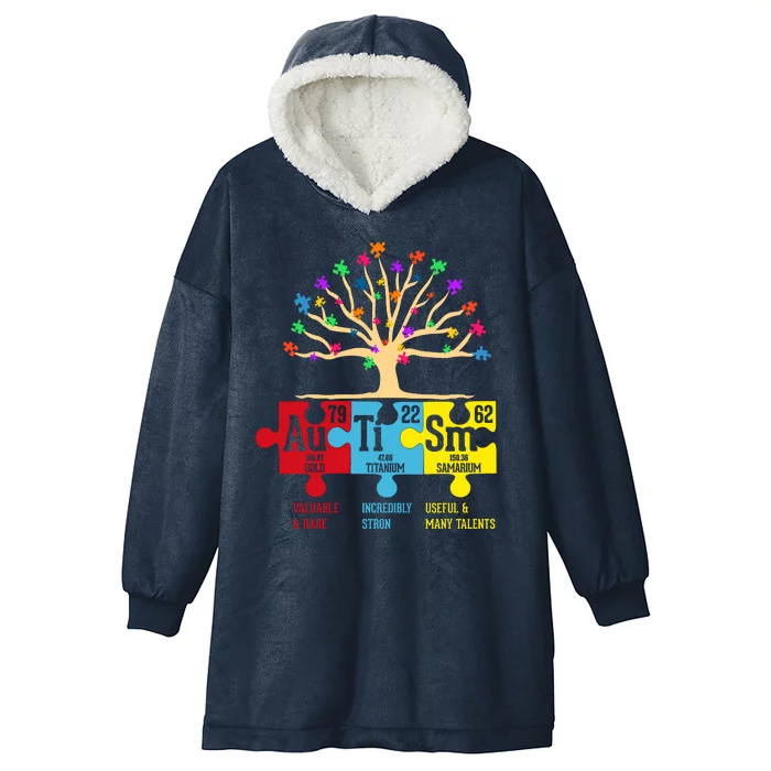 Autism Awareness Month Table Of Elements Hooded Wearable Blanket