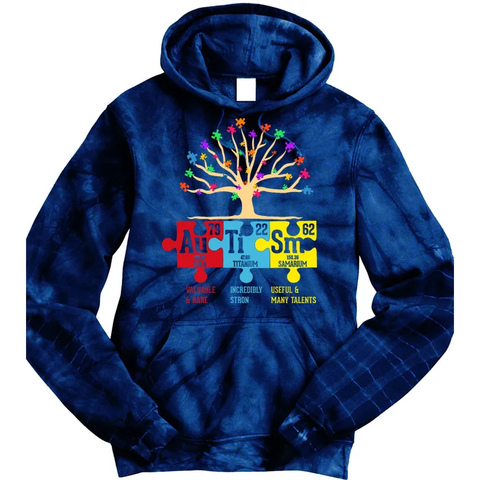 Autism Awareness Month Table Of Elements Tie Dye Hoodie