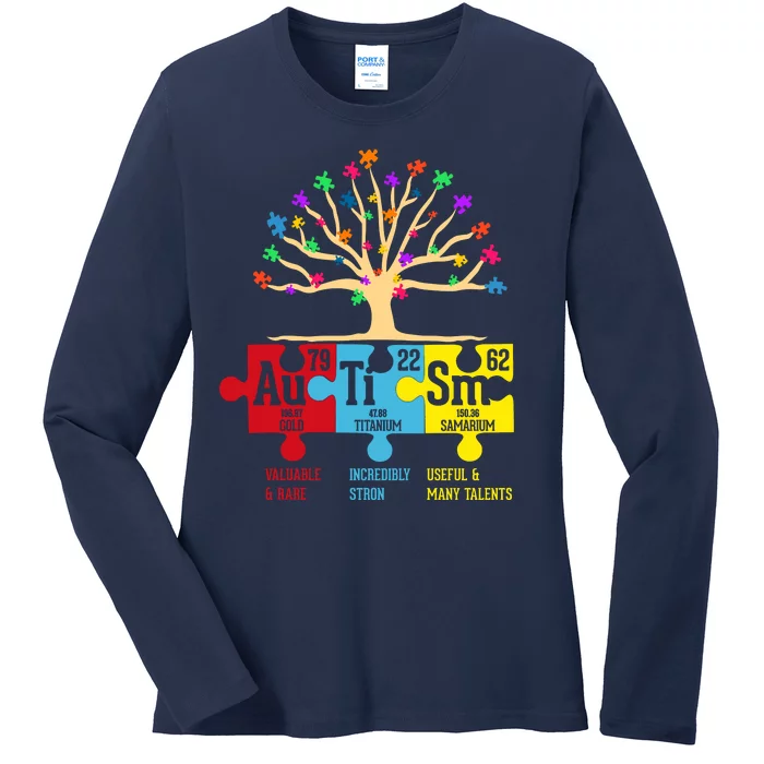 Autism Awareness Month Table Of Elements Ladies Long Sleeve Shirt