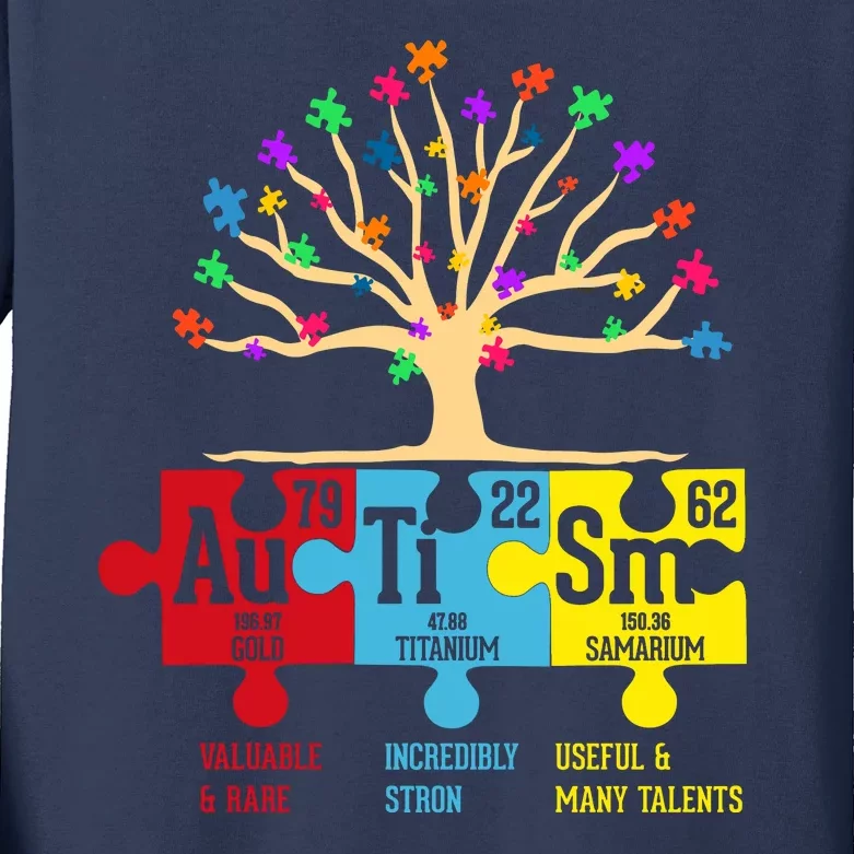 Autism Awareness Month Table Of Elements Kids Long Sleeve Shirt